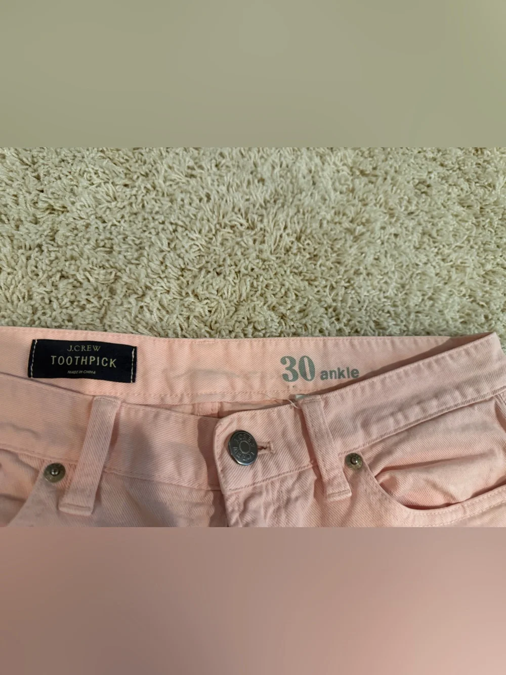 J. Crew Toothpick Ankle Light Pink Jeans